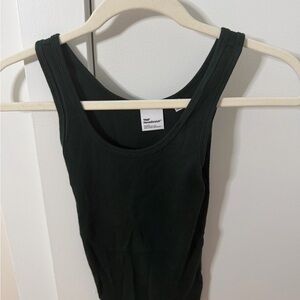 Dark Green Ribbed Tank Top - Sleek Women's Basic